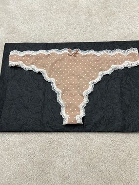Victoria’s Secret Dream Angels Nude Polka Dot Modal cotton Thong Panties large L